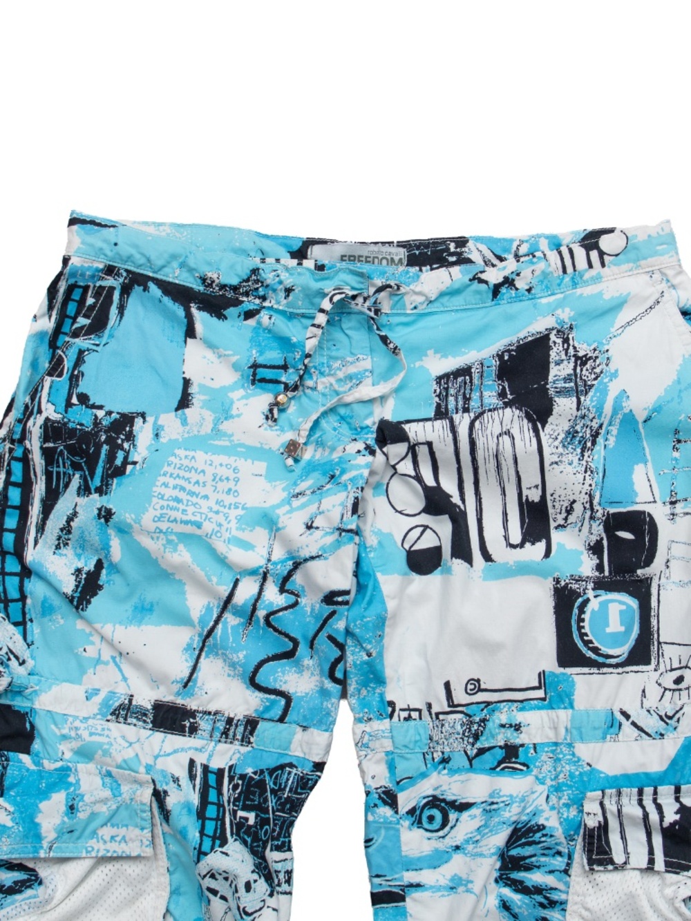 Roberto Cavalli Freedom Cargo Pants Blue Graphic Print Utility Joggers Size 42 - Picture 6 of 11